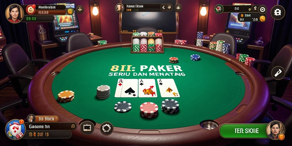 Screenshot gameplay Poker di 8II yang penuh aksi.