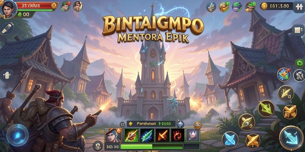 Tampilan gameplay BINTANGMPO dengan menara yang berstrategi.