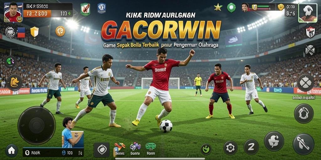 Screenshot GACORWIN menampilkan aksi sepak bola yang mendebarkan.